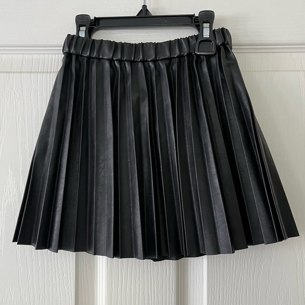 Crewcuts Pleated Pleather Skirt - Black - Size 4/5
